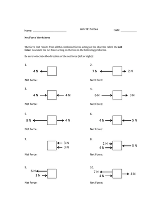 Answers of Free Body Diagram Worksheet