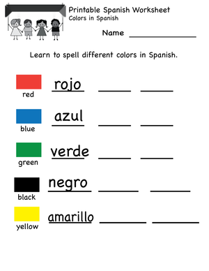 Spanish Colors Worksheet 2
