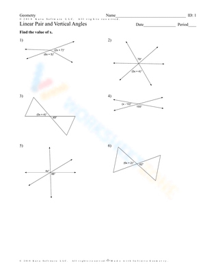 Linear Pair and Vertical Angles Worksheet
