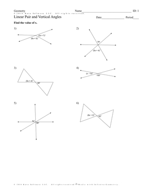 Linear Pair and Vertical Angles Worksheet