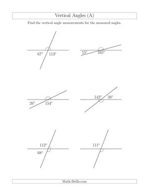 Vertical Angles Worksheet