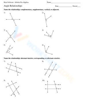 Vertical Angles Worksheet 2