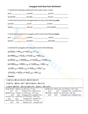 Free Printable Conjugate Acid Base Pairs Worksheets Free Printable Conjugate Acid Base Pairs Worksheets