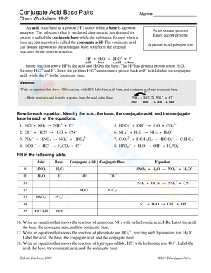 Conjugate Acid-Base Pairs