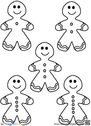 5 Gingerbread Men Worksheet