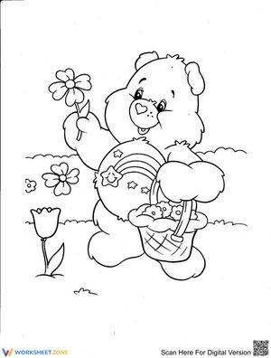 Delightful Bear Picking Flowers Activity Sheet