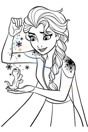 Princess and Salamander Coloring Page