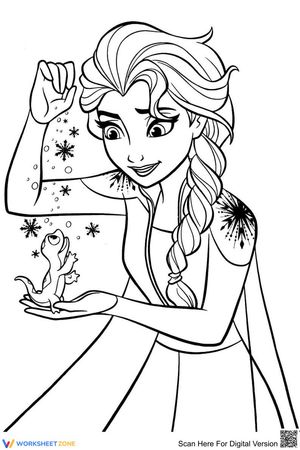 Princess and Salamander Coloring Page