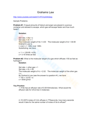 Practice Graham's Law with Chemistry Problems