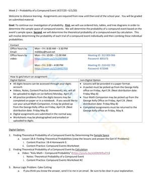 Probability of a Compound Event Worksheet