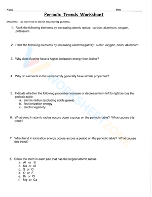 Periodic trends worksheet
