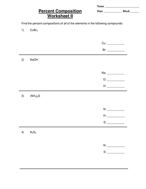 Percent Composition Worksheet