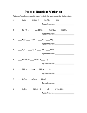 Explore Types of Reactions with This Worksheet