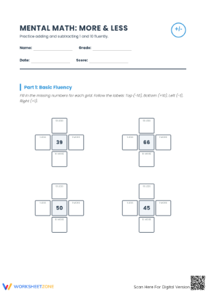 Find 10 More and 10 Less with this Engaging Printable