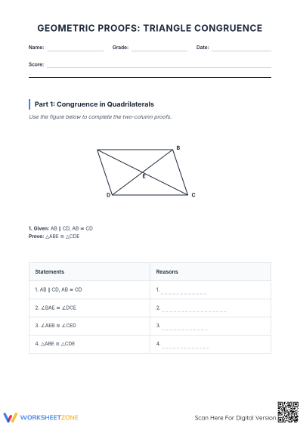 Essential HSG.CO.C.10: Triangle Congruence Worksheets - Grade 9
