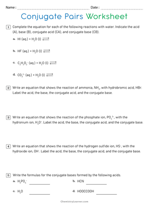 Learn About Conjugate Pair Worksheet