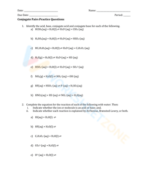 Practice Identifying Conjugate Acid-Base Pairs