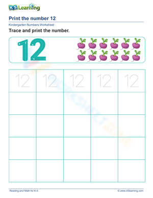 Print the Number 12 Worksheet
