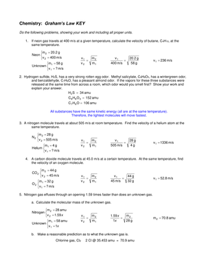 Graham's Law Worksheet