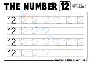 Tracing Number 12: Handwriting Practice