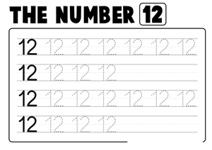 Tracing Number 12: Handwriting Practice