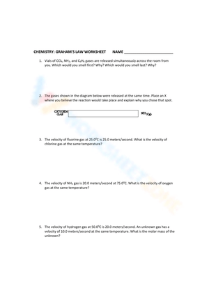 Practice Graham's Law: Gas Behavior Worksheet