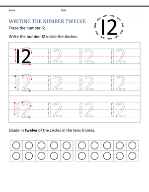 Number 12 Worksheet: Recognition Practice