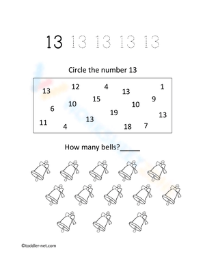 Circle the Number 13: Recognition Worksheet