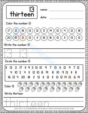 Writing Number 13: Handwriting Practice
