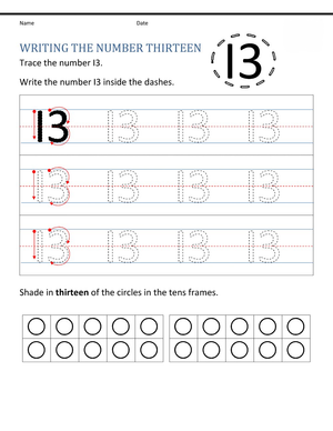 Number 13 Worksheet for Early Learners