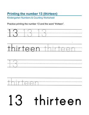 Learning Number 13: Fun Worksheet for Kids