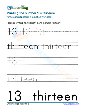 Learning Number 13: Fun Worksheet for Kids