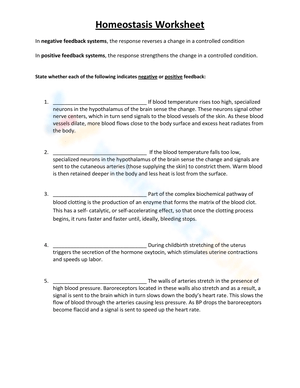 Mastering Homeostasis: Practice Problems Worksheet