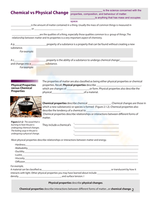 Chemical vs Physical Change: Worksheet Practice