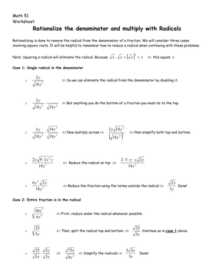 Updated Rationalize the Denominator Practice