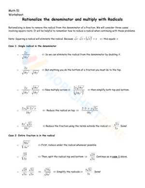 Updated Rationalize the Denominator Practice
