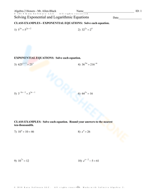 Solving Exponential and Logarithmic Equations