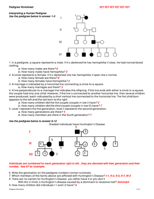 Updated Pedigree Analysis: Genetics Worksheet