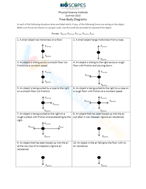 Physics Practice: Free Body Diagrams Worksheet