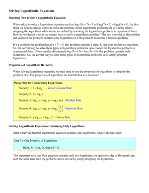 Solving Logarithmic Equations: Practice Problems