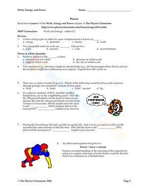 Physics Practice: Work, Power, and Energy