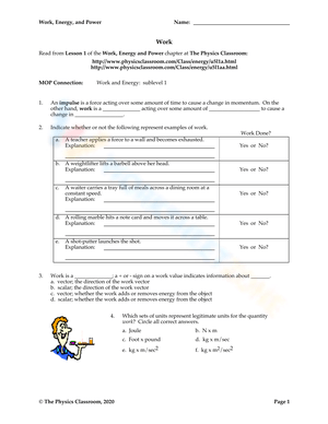 Applied Physics: Understanding Work, Power, Energy