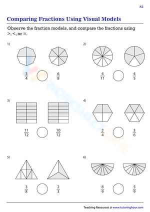 Comparing Fractions Using Visual Models Worksheet