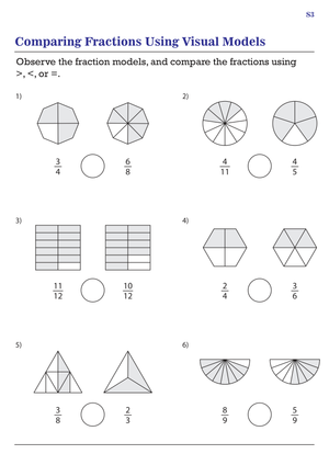 Comparing Fractions Using Visual Models Worksheet