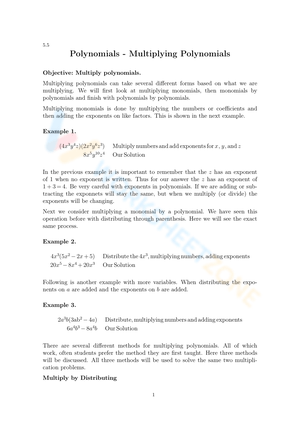 Updated Polynomials: Multiplying Polynomials Practice