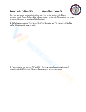 Free Printable Isotope Practice Worksheets for Students Free Printable Isotope Practice Worksheets for Students