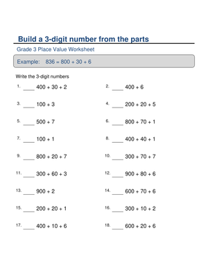Build a 3-Digit Number: Place Value Activity