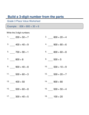 Place Value Worksheet: Number Composition