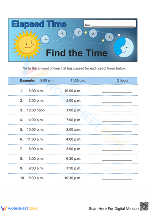 Elapsed Time Math Worksheet