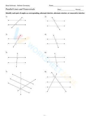 Updated Worksheet: Parallel Lines and Transversals